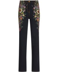 Etro - Floral-jacquard Tapered Jeans - Lyst
