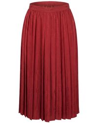 Gucci - Interlocking G Pleated Silk Midi Skirt - Lyst