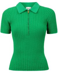 Bally - Cable-knit Zipped Polo Shirt - Lyst