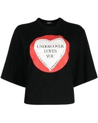 Undercover - Logo-flocked Cotton Cropped T-shirt - Lyst