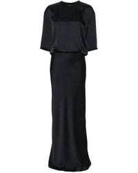 Semicouture - Satin-Finish Open-Back Maxi Dress - Lyst