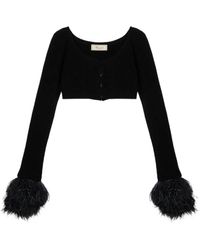 Blumarine - Ribbed Cropped Cardigan - Lyst
