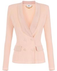 Elisabetta Franchi - Knit Jacket With Shiny Viscose Details - Lyst