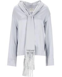 forte_forte - Fringed Silk-Satin Blouse - Lyst