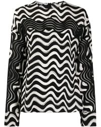 Stella McCartney - Draped Sleeves Wave Print Blouse - Lyst