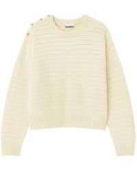 Ganni - Button-Detail Sweater - Lyst