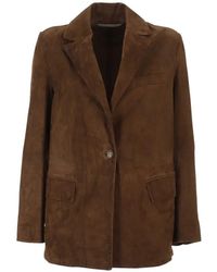 The Jackie Leathers - Veste En Daim À Col À Revers Crantés - Lyst