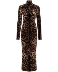 Dolce & Gabbana - Leopard Print Chenille Long Dress - Lyst