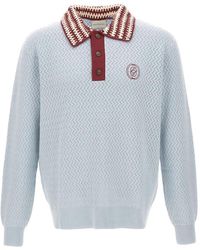 Drole de Monsieur - Openwork-Knit Crochet-Collar Polo Shirt - Lyst