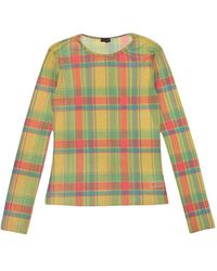 CALLIPYGIAN - Plaid Long-Sleeve Mesh "Multi Top - Lyst