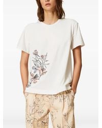Twinset - T-Shirt With Floral Embroidery - Lyst