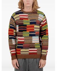 Beams Plus - Trui Met Patchwork En Ronde Hals - Lyst