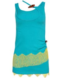 Christopher Esber - Lace-Trim Ribbed Mini Dress - Lyst