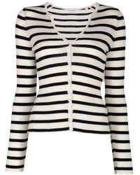 Veronica Beard - Striped Ribbed-Knit Cardigan - Lyst