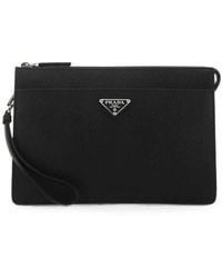 Prada - Saffiano Leather Clutch Bag - Lyst