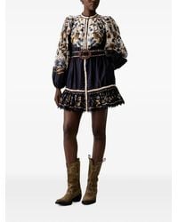 FARM Rio - Belted Floral-Print Mini Dress - Lyst