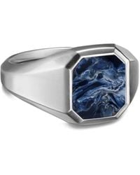 David Yurman - Sterling Zilveren Streamline Zegelring Met Pietersiet - Lyst