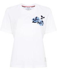 Thom Browne - Floral-Print Cotton T-Shirt - Lyst