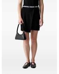 KARL LAGERFELD - Logo-Waistband Wrap Mini Skirt - Lyst
