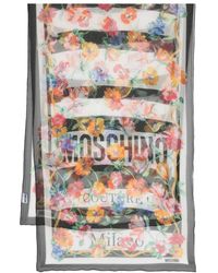 Moschino - Gestreifter Schal mit Blumen-Print - Lyst