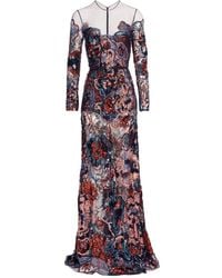 Elie Saab - フローラル スパンコール マキシドレス - Lyst