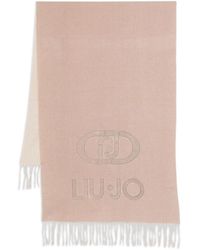 Liu Jo - Bufanda con logo bordado y flecos - Lyst