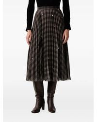 Fracomina - Check-Pattern Pleated Midi Skirt - Lyst
