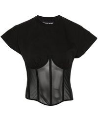Versace - T-shirt à empiècement en mesh - Lyst