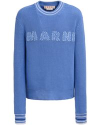 Marni - Logo-embroidery Cotton Jumper - Lyst