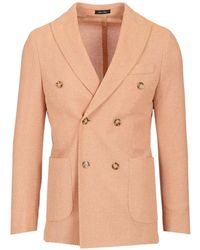 Al Duca d'Aosta - Double-Breasted Herringbone-Weave Blazer - Lyst