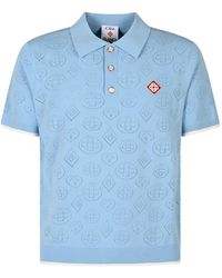 CASABLANCA - Logo-Patch Pointelle Polo Shirt - Lyst