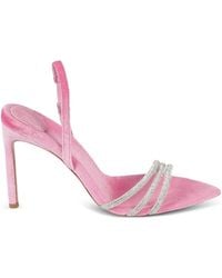 Bettina Vermillon - 110Mm Roxy Crystal-Embellished Velvet Slingback Sandals - Lyst