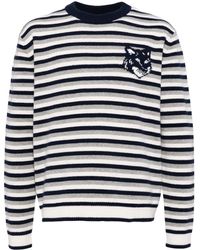 Maison Kitsuné - Fox Head Intarsia Striped Wool Jumper - Lyst