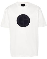 Giorgio Armani - Katoenen T-shirt Met Logo-applicatie - Lyst