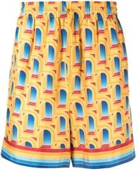 CASABLANCA - L'Arche De Jour Silk Shorts - Lyst