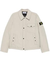 Stone Island - Geknöpfte Jacke Mit Logo-Patch - Lyst