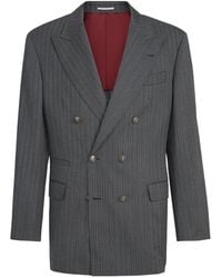 Brunello Cucinelli - Striped-Pattern Double-Breasted Blazer - Lyst