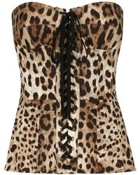 Dolce & Gabbana - Leopard-print Lace-up Corset - Lyst