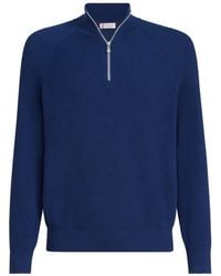 Brunello Cucinelli - Katoenen Trui Met Rits - Lyst