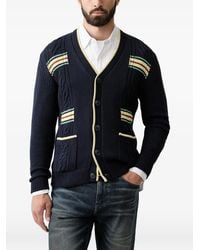 Benetton - Cable-Knit Striped Cardigan - Lyst