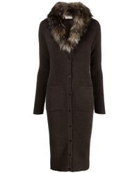 Saint Laurent - Faux-fur Detail Cardigan Dress - Lyst