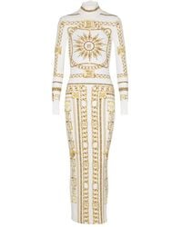 Balmain - Jersey Chain Print Maxi Dress - Lyst