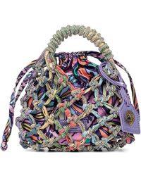 Kurt Geiger - Small Macrame Crystal-Embellished Bucket Bag - Lyst
