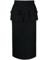 Sacai - Ruffled-detail Pinstripe Midi Skirt - Lyst