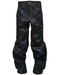 JUNTAE KIM - Laser-Slashed Twist Jeans - Lyst