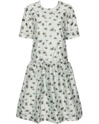 Ganni - Floral-Jacquard Organza Midi Dress - Lyst