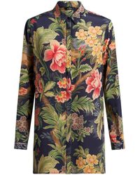 Etro - Seidenhemd Mit Blumen-Print - Lyst