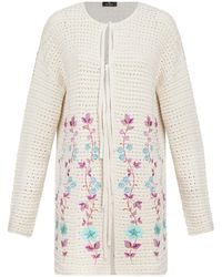 Etro - Floral-embroidery Crochet-knit Cardigan - Lyst