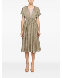 Nissa - Lace-Detail Viscose Midi Dress - Lyst