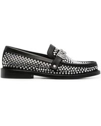 Moschino - Crystal-embellished Leather Loafers - Lyst